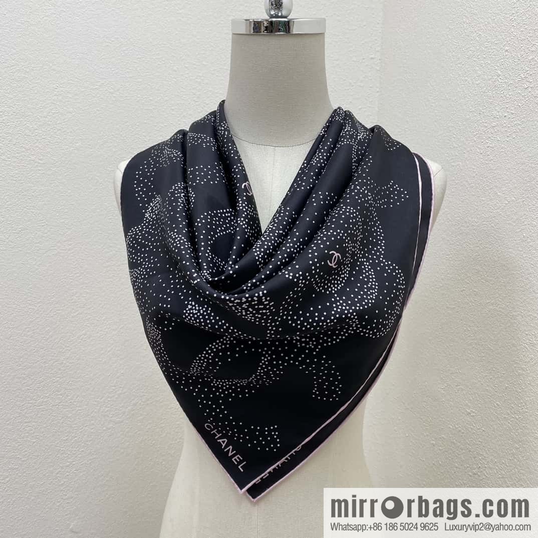 CHANEL Polka dot camellia square towel