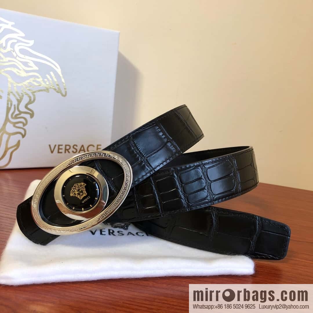 VERSACE Versace, Medusa Flip Metal Buckle 3.5cm Alligator Belt 3.5cm