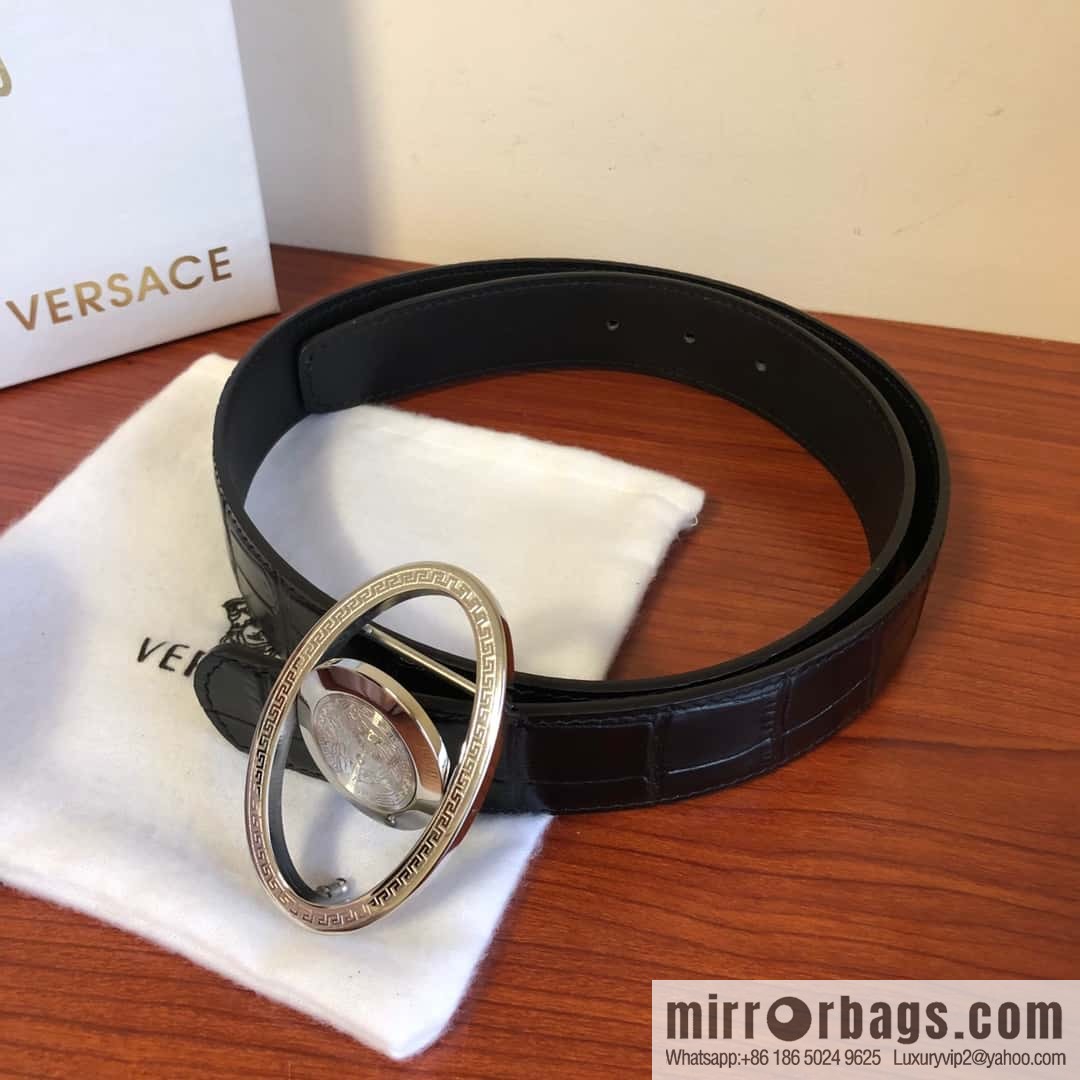 VERSACE Versace, Medusa Flip Metal Buckle 3.5cm Alligator Belt 3.5cm