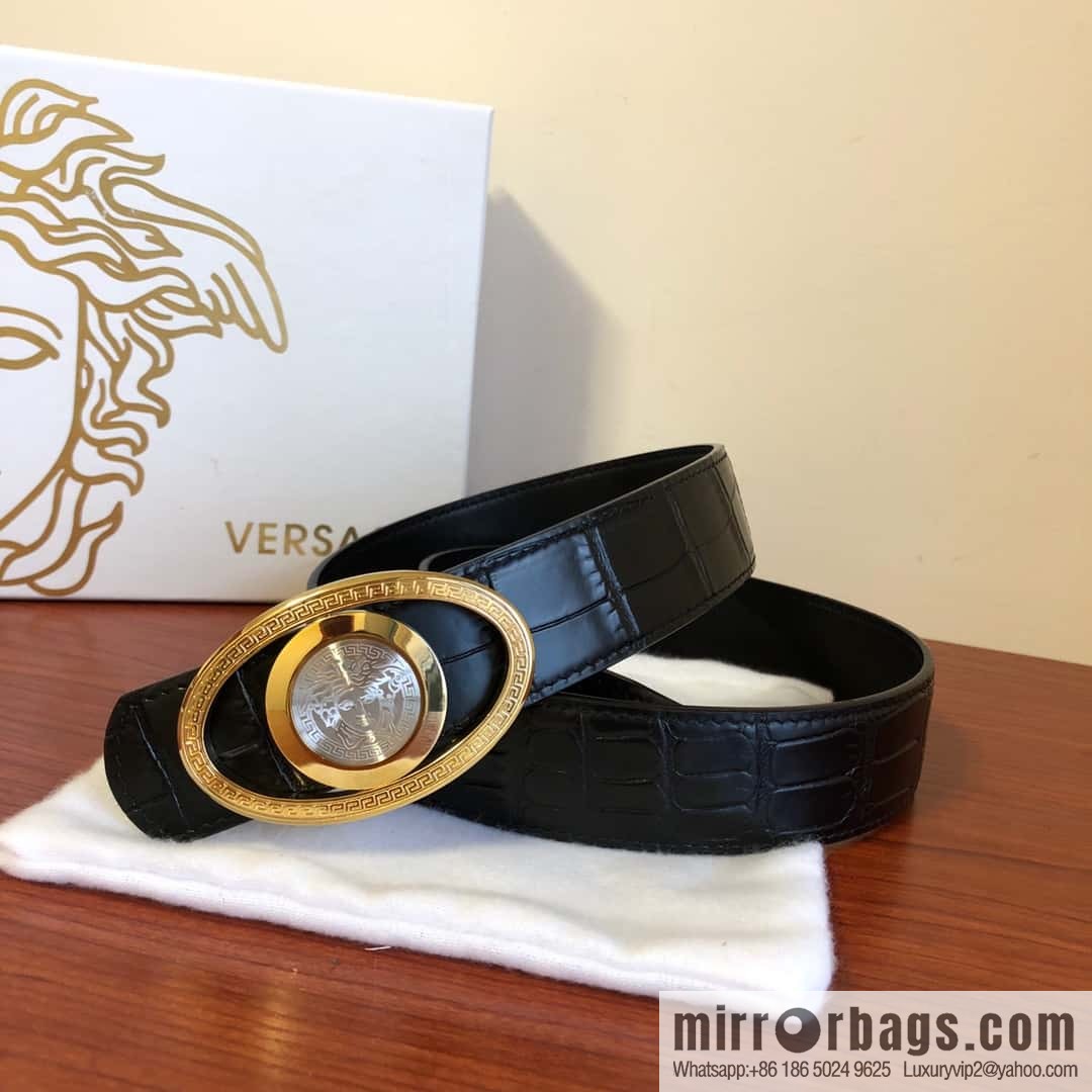 VERSACE Versace, Medusa Flip Metal Buckle 3.5cm Alligator Belt 3.5cm