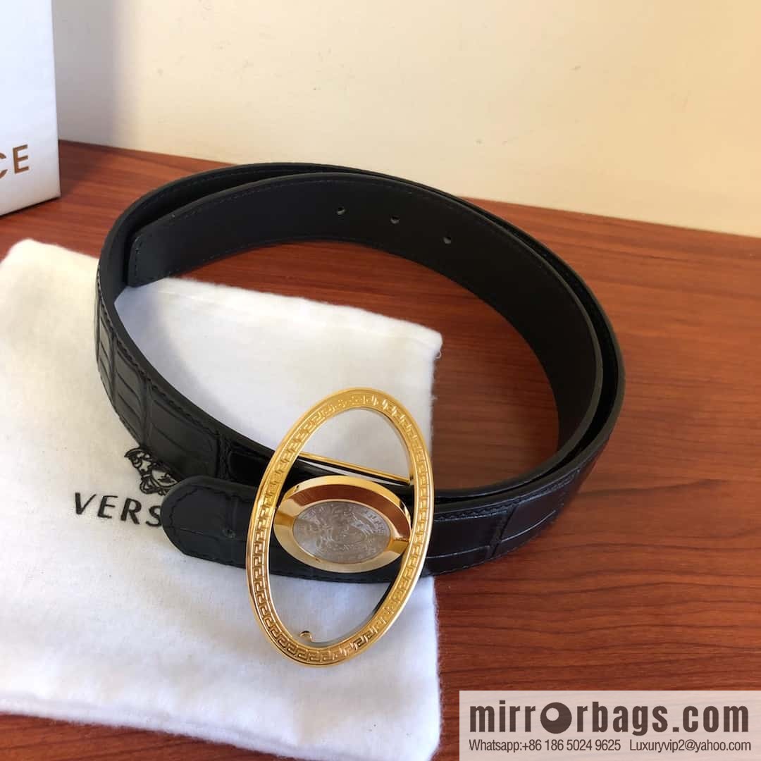 VERSACE Versace, Medusa Flip Metal Buckle 3.5cm Alligator Belt 3.5cm