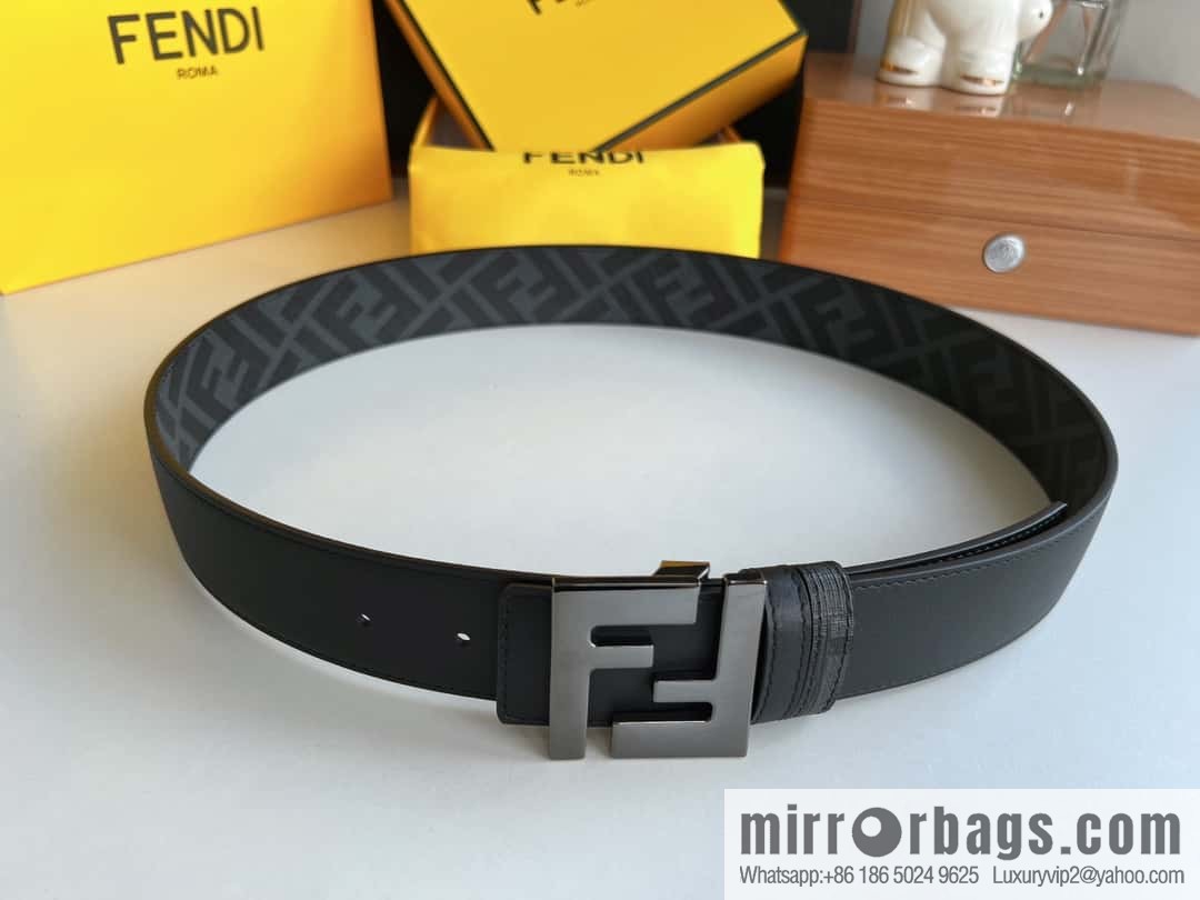 FENDI Fendi, double negative ion metal buckle printed fabric cowhide bottom lining 4.0cm width