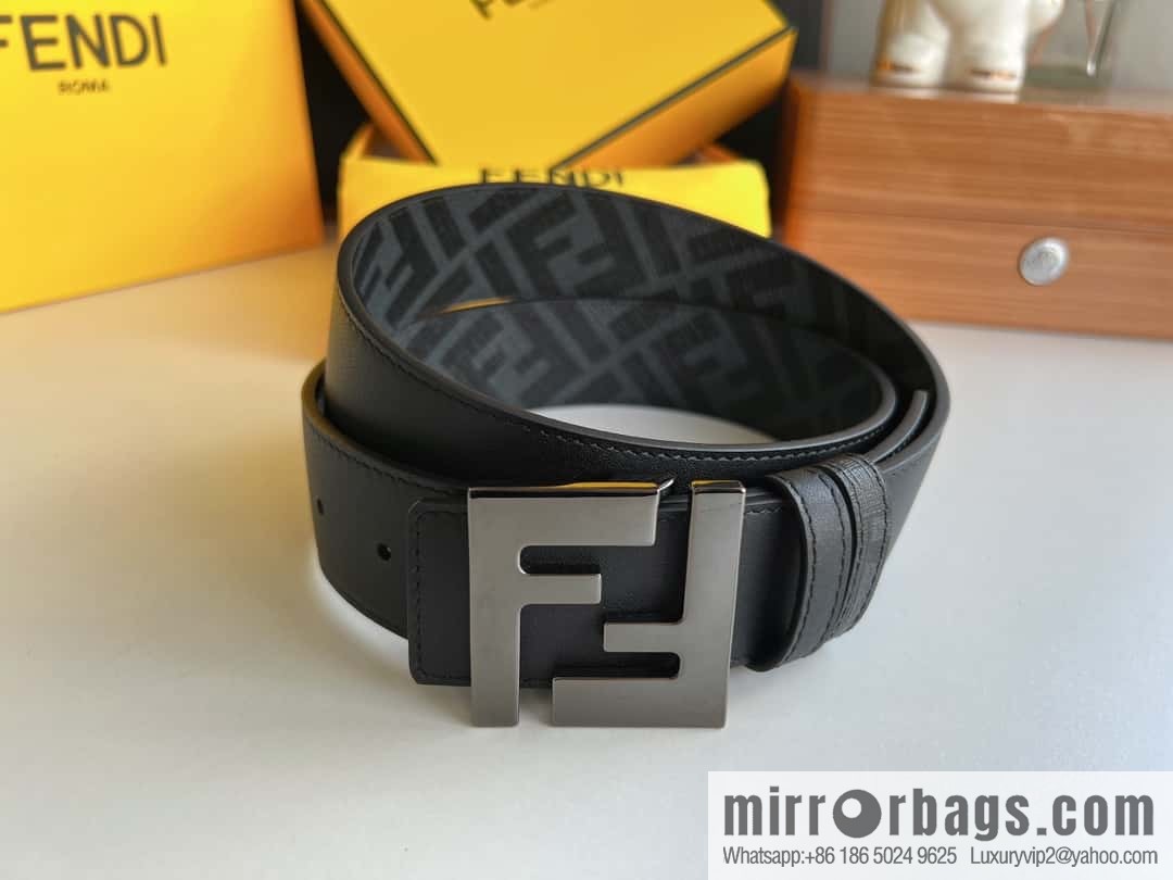 FENDI Fendi, double negative ion metal buckle printed fabric cowhide bottom lining 4.0cm width