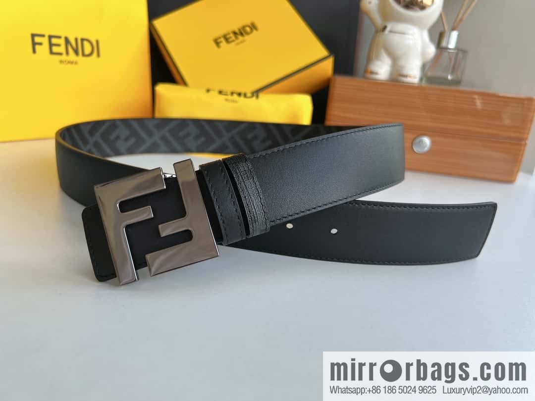 FENDI Fendi, double negative ion metal buckle printed fabric cowhide bottom lining 4.0cm width