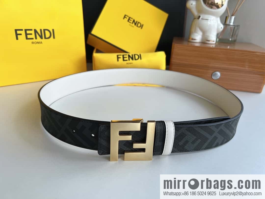 FENDI Fendi, double negative ion metal buckle printed fabric cowhide bottom lining 4.0cm width