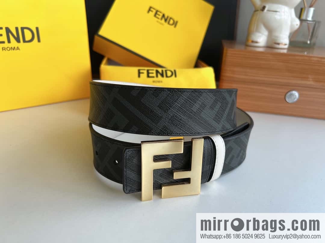 FENDI Fendi, double negative ion metal buckle printed fabric cowhide bottom lining 4.0cm width