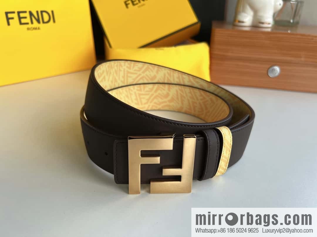 FENDI Fendi, double negative ion metal buckle printed fabric cowhide bottom lining 4.0cm width