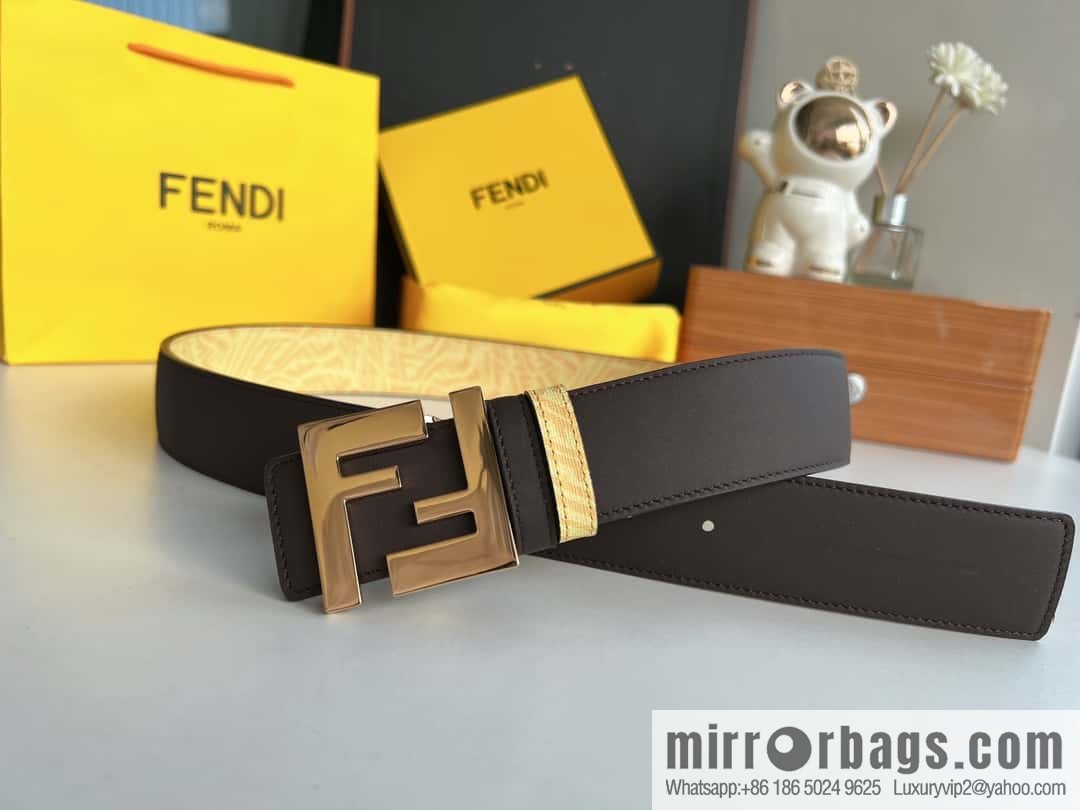 FENDI Fendi, double negative ion metal buckle printed fabric cowhide bottom lining 4.0cm width