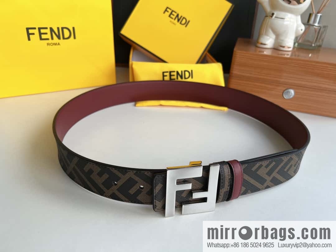 FENDI Fendi, double negative ion metal buckle printed fabric cowhide bottom lining 4.0cm width