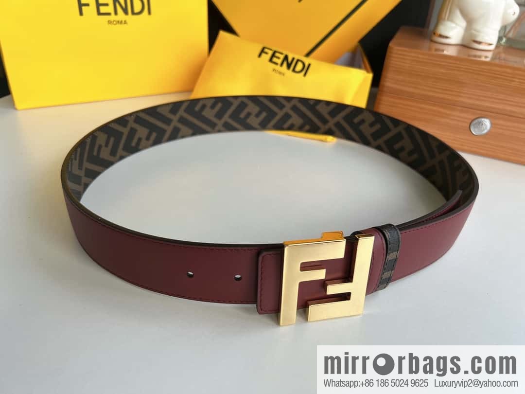 FENDI Fendi, double negative ion metal buckle printed fabric cowhide bottom lining 4.0cm width
