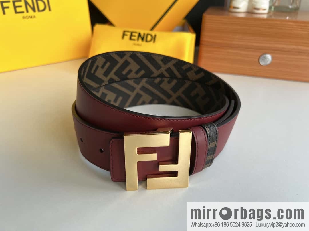 FENDI Fendi, double negative ion metal buckle printed fabric cowhide bottom lining 4.0cm width