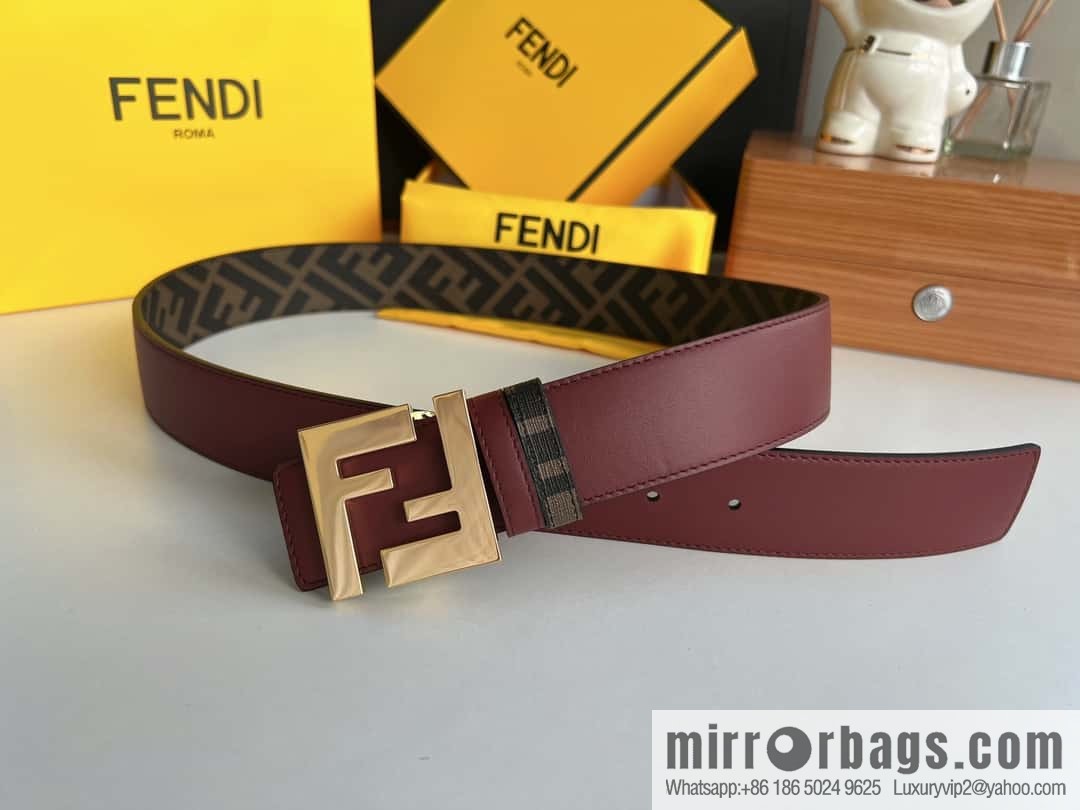 FENDI Fendi, double negative ion metal buckle printed fabric cowhide bottom lining 4.0cm width