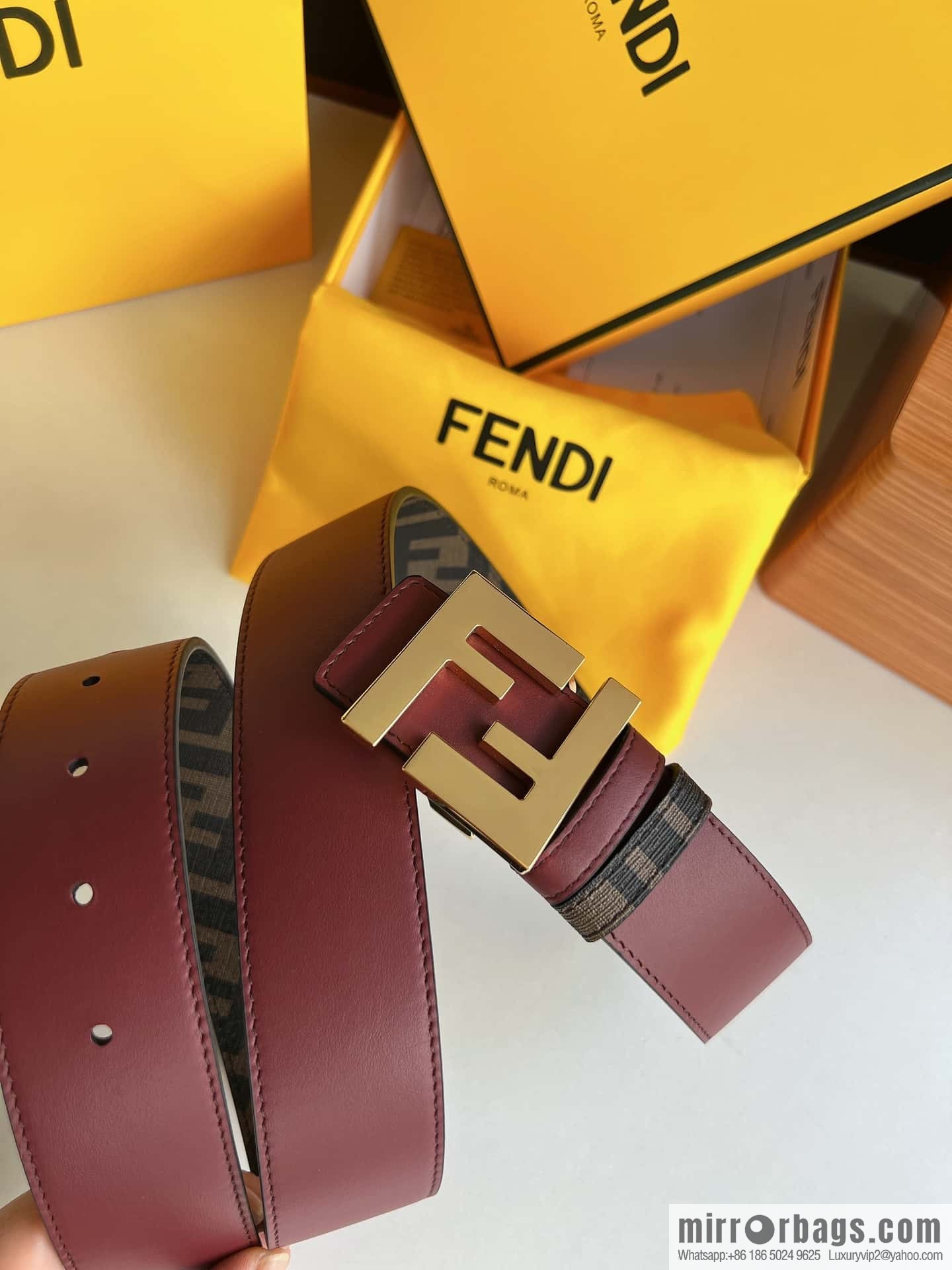FENDI Fendi, double negative ion metal buckle printed fabric cowhide bottom lining 4.0cm width