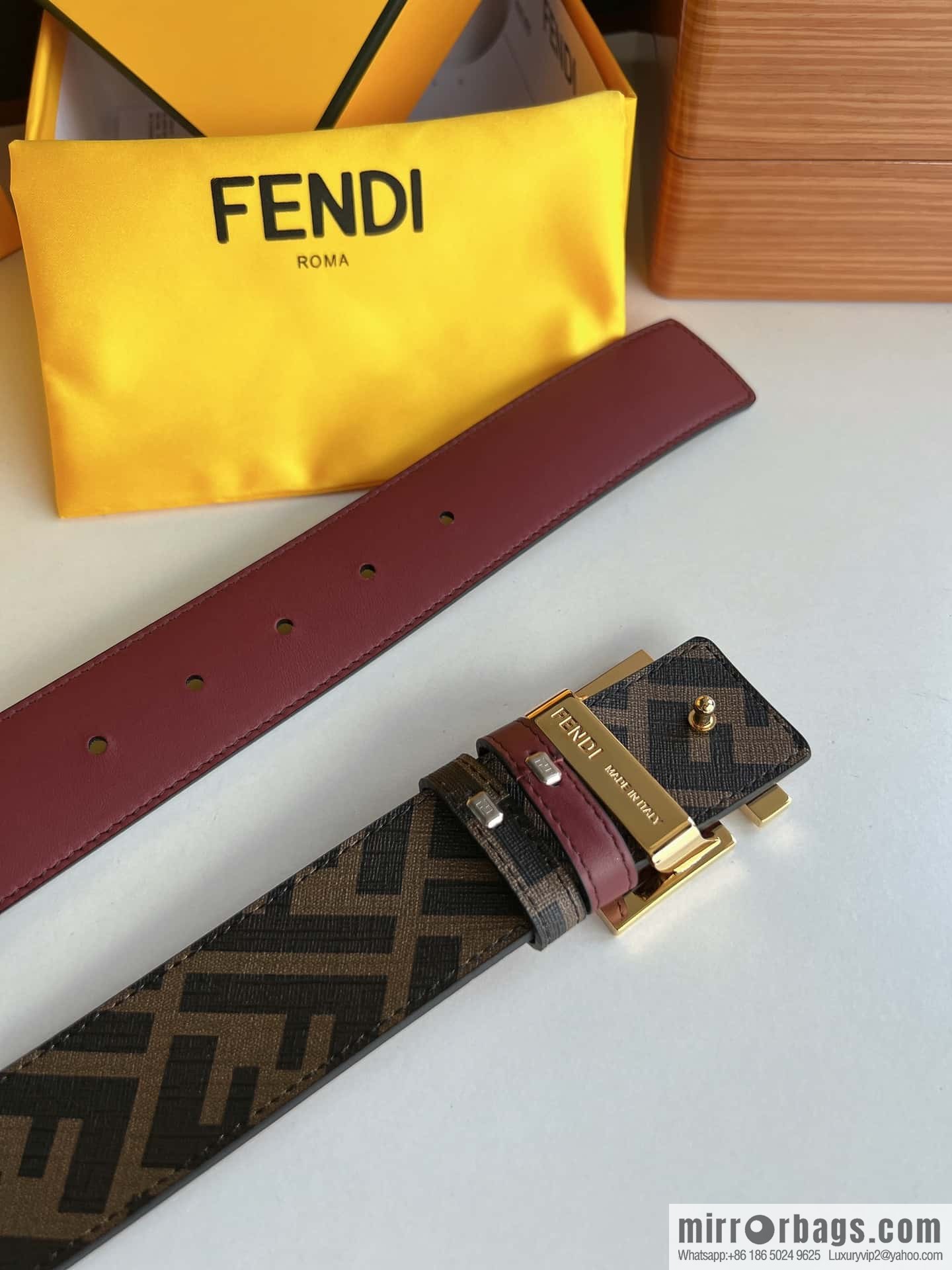 FENDI Fendi, double negative ion metal buckle printed fabric cowhide bottom lining 4.0cm width