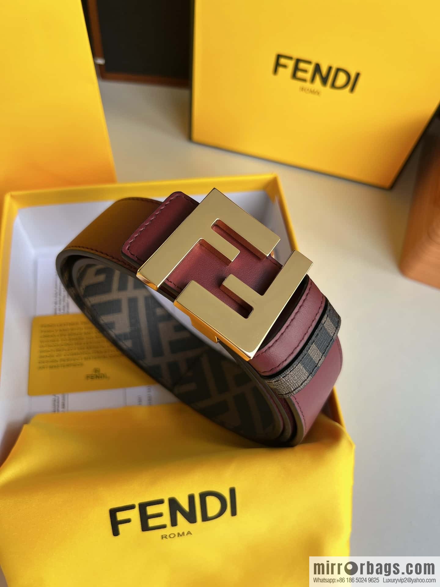 FENDI Fendi, double negative ion metal buckle printed fabric cowhide bottom lining 4.0cm width