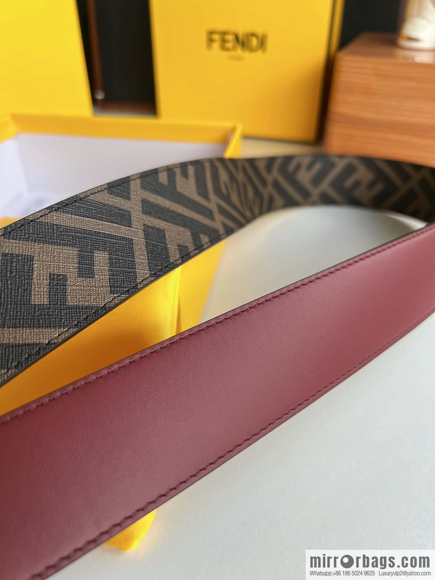 FENDI Fendi, double negative ion metal buckle printed fabric cowhide bottom lining 4.0cm width