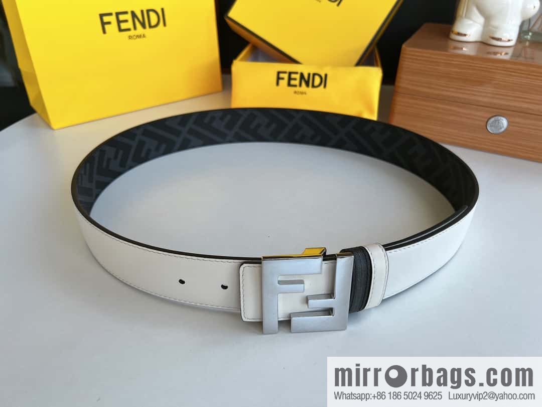 FENDI Fendi, double negative ion metal buckle printed fabric cowhide bottom lining 4.0cm width