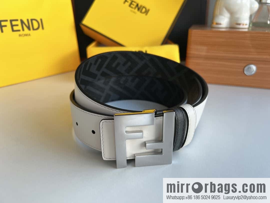 FENDI Fendi, double negative ion metal buckle printed fabric cowhide bottom lining 4.0cm width