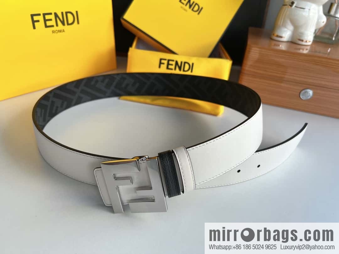 FENDI Fendi, double negative ion metal buckle printed fabric cowhide bottom lining 4.0cm width