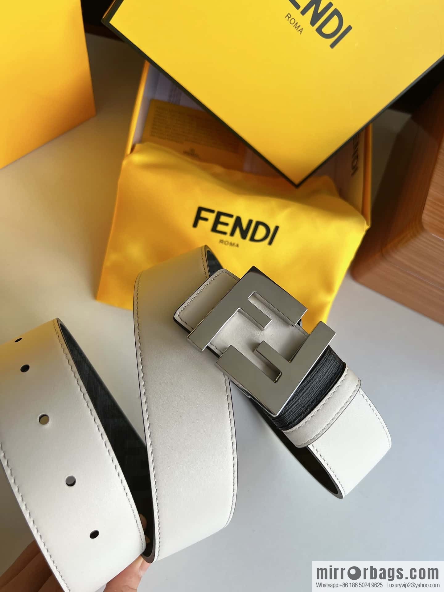 FENDI Fendi, double negative ion metal buckle printed fabric cowhide bottom lining 4.0cm width