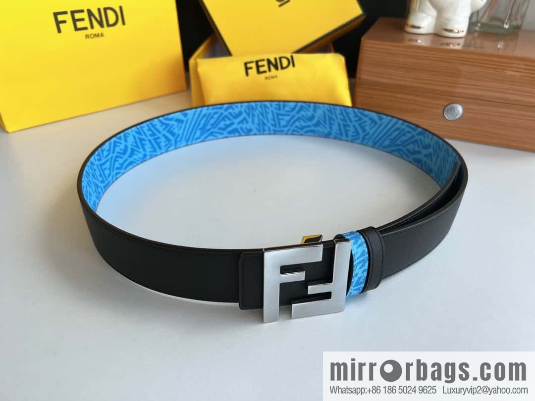FENDI Fendi, double negative ion metal buckle printed fabric cowhide bottom lining 4.0cm width