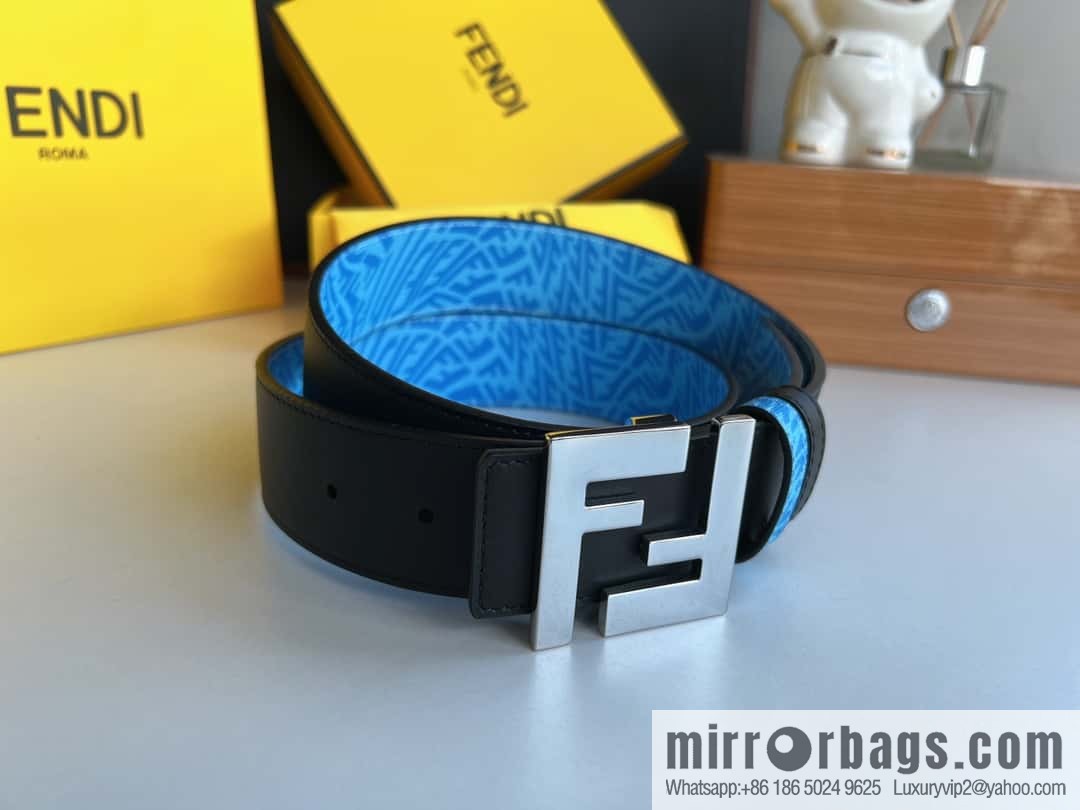 FENDI Fendi, double negative ion metal buckle printed fabric cowhide bottom lining 4.0cm width