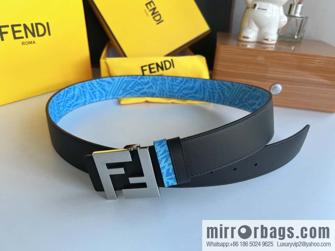 FENDI Fendi, double negative ion metal buckle printed fabric cowhide bottom lining 4.0cm width
