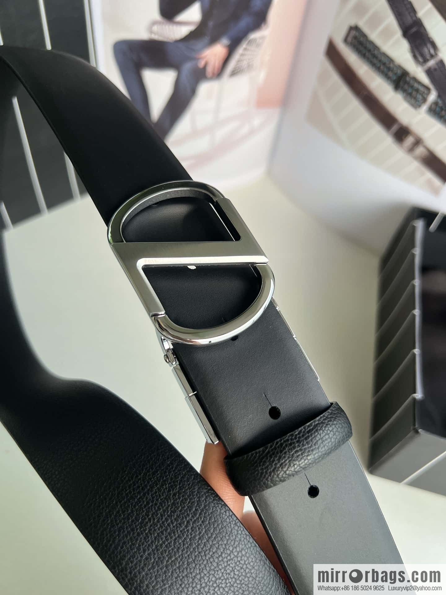 Z ZEGNA Zegna men's black first layer cowhide leather plate buckle belt 3.5cm