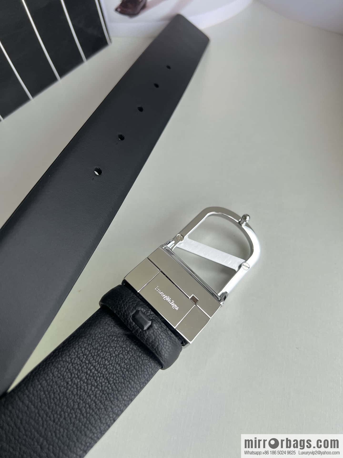 Z ZEGNA Zegna men's black first layer cowhide leather plate buckle belt 3.5cm