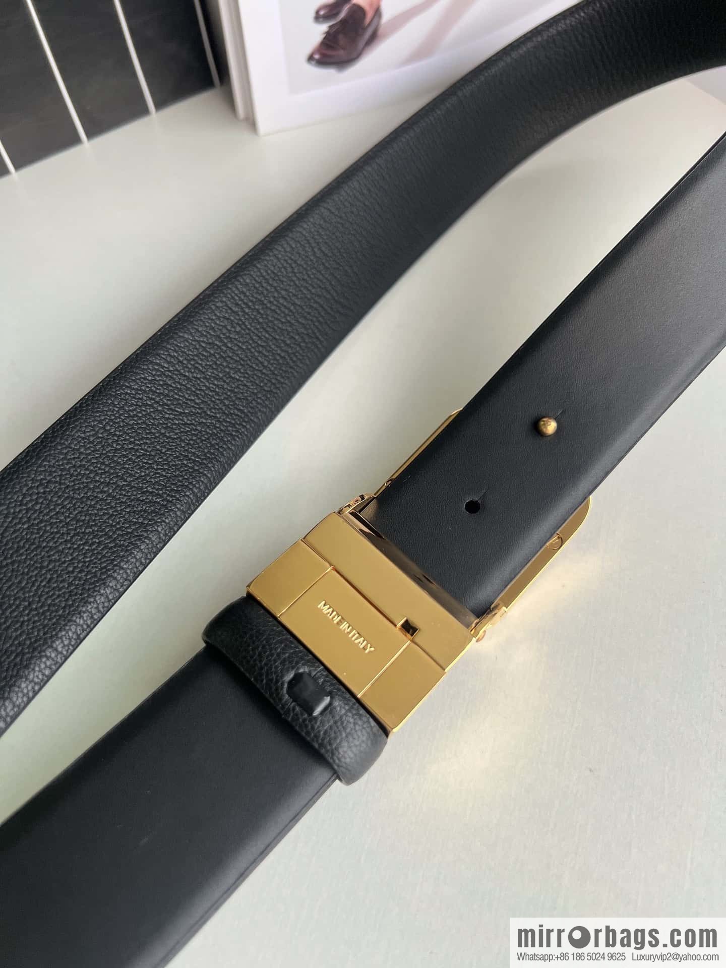 Z ZEGNA Zegna men's black first layer cowhide leather plate buckle belt 3.5cm