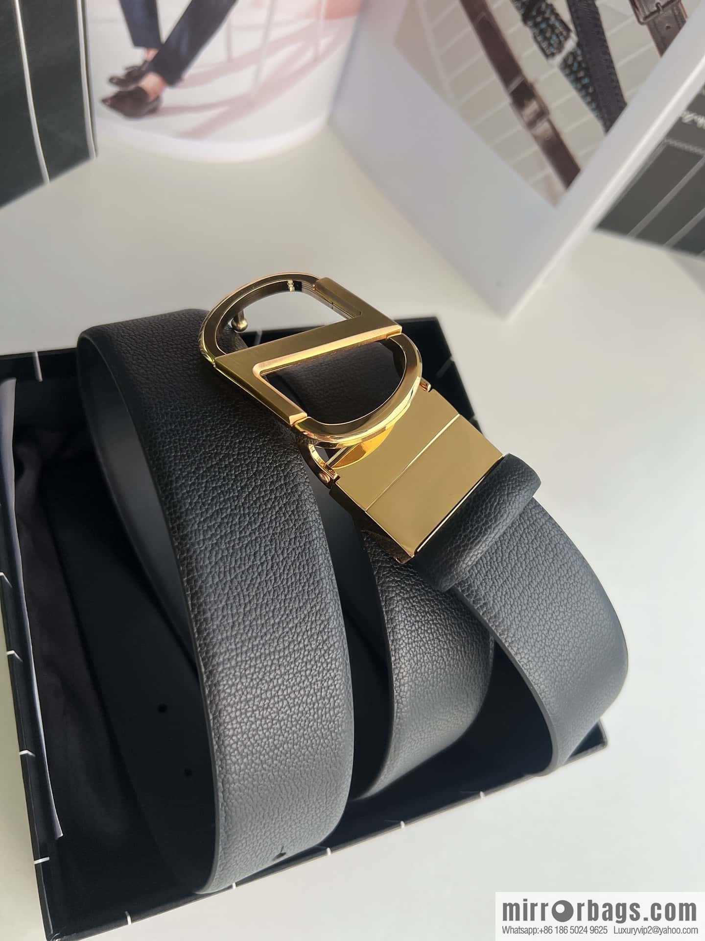 Z ZEGNA Zegna men's black first layer cowhide leather plate buckle belt 3.5cm