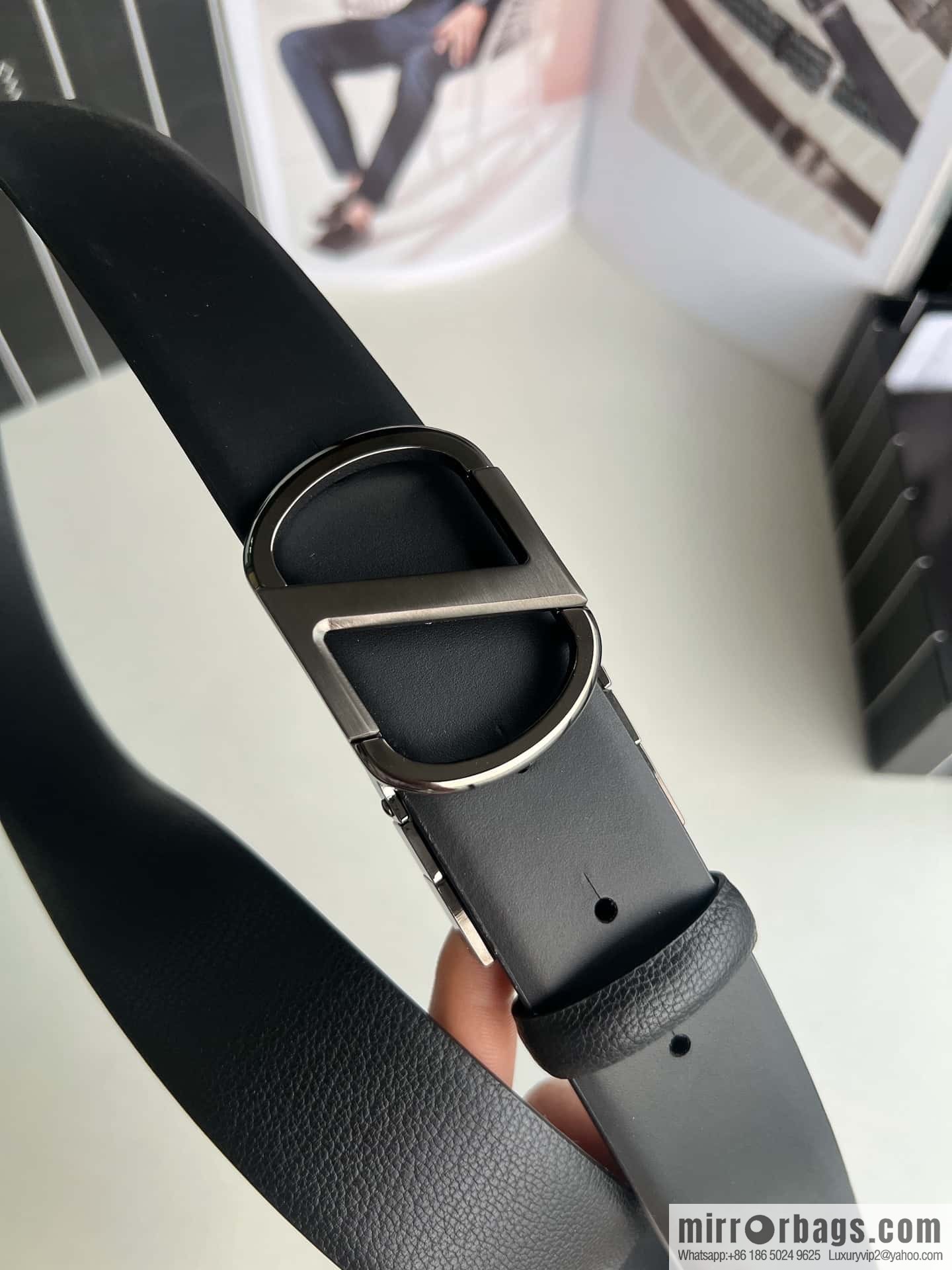 Z ZEGNA Zegna men's black first layer cowhide leather plate buckle belt 3.5cm
