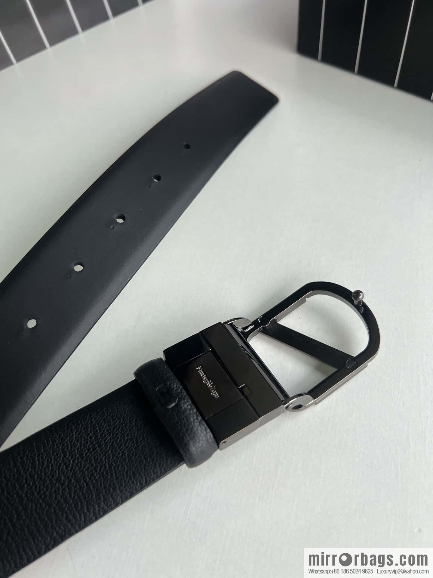 Z ZEGNA Zegna men's black first layer cowhide leather plate buckle belt 3.5cm