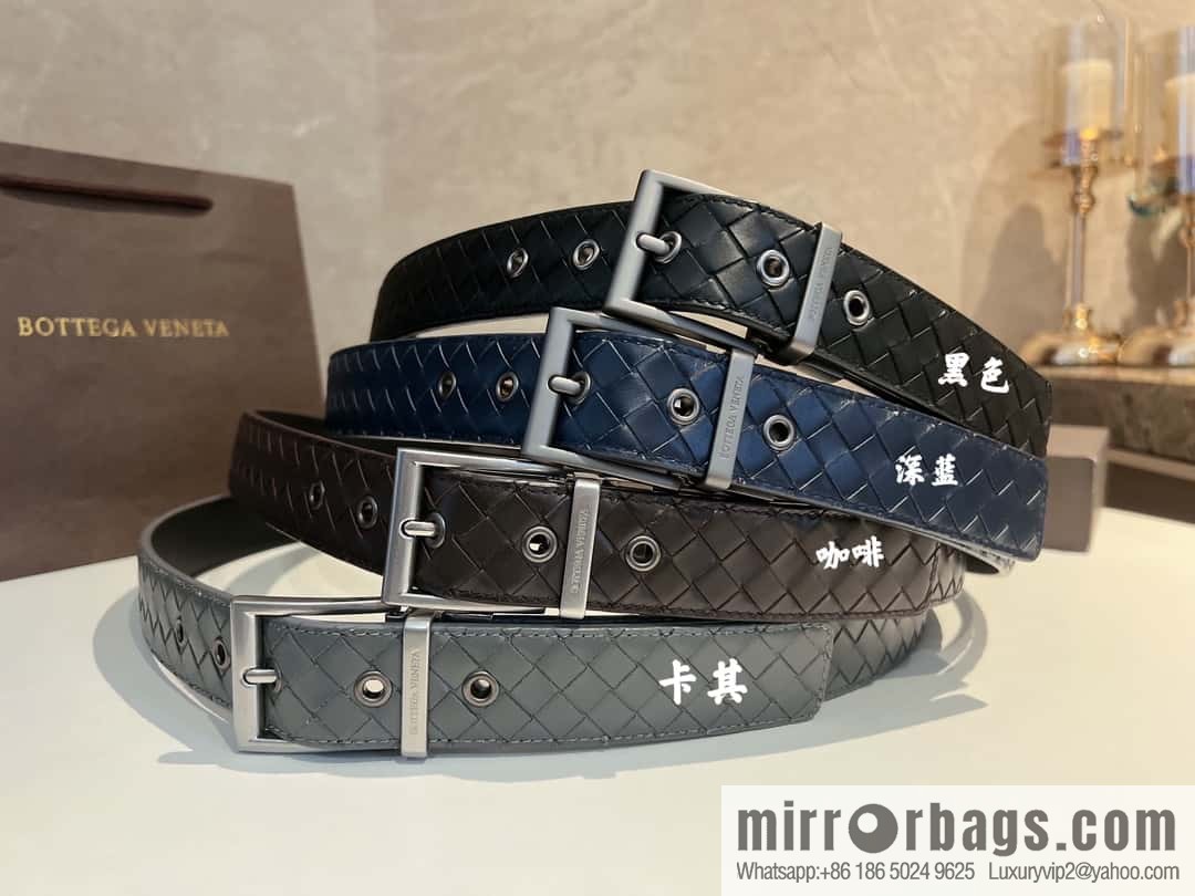 Bottega Veneta, hand-woven craft Seiko metal buckle 3.5cm men's belt