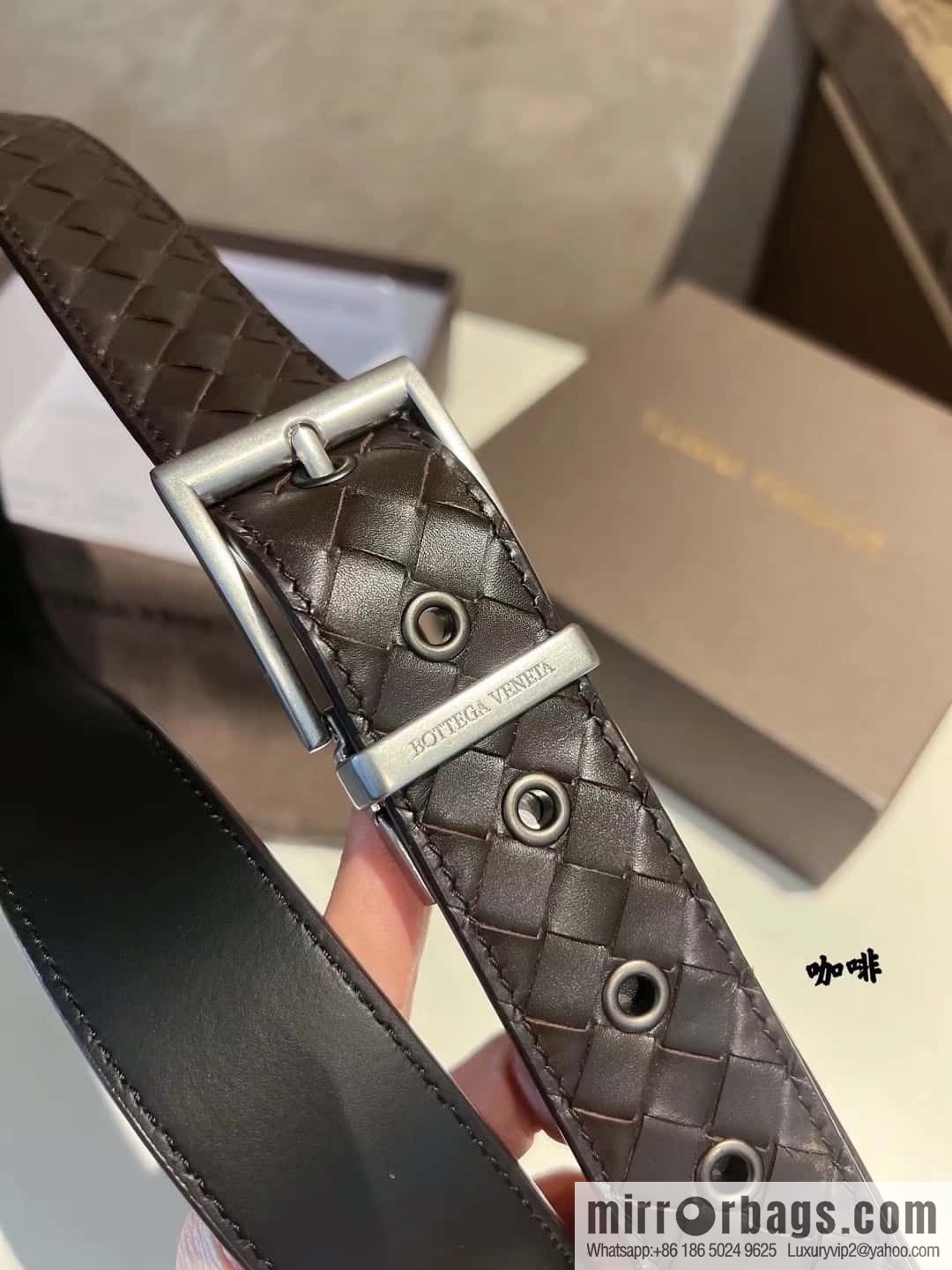 Bottega Veneta, hand-woven craft Seiko metal buckle 3.5cm men's belt