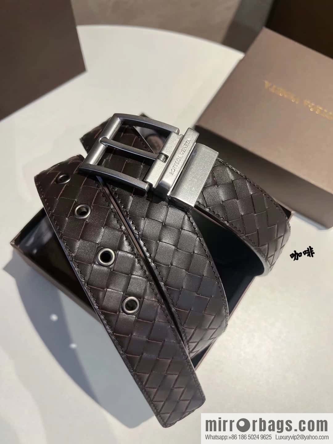 Bottega Veneta, hand-woven craft Seiko metal buckle 3.5cm men's belt