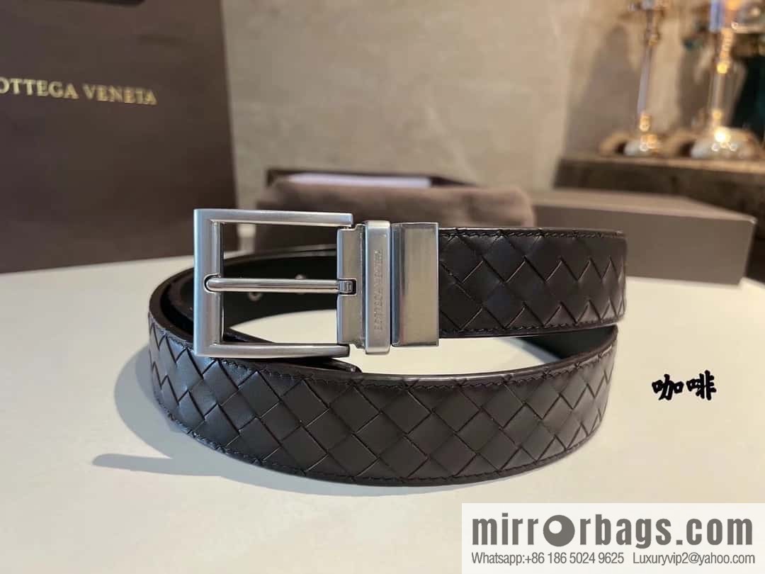 Bottega Veneta, hand-woven craft Seiko metal buckle 3.5cm men's belt