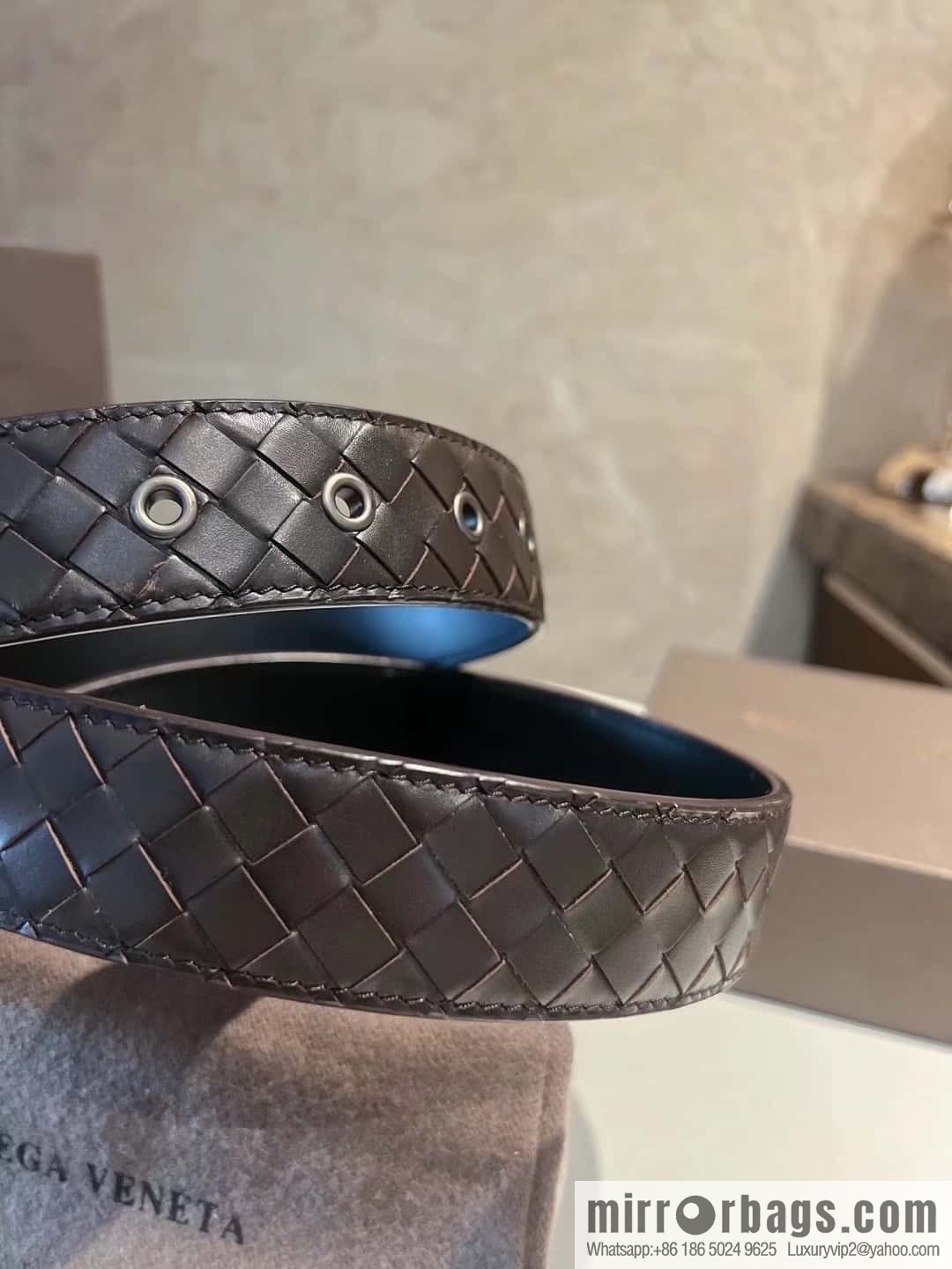 Bottega Veneta, hand-woven craft Seiko metal buckle 3.5cm men's belt