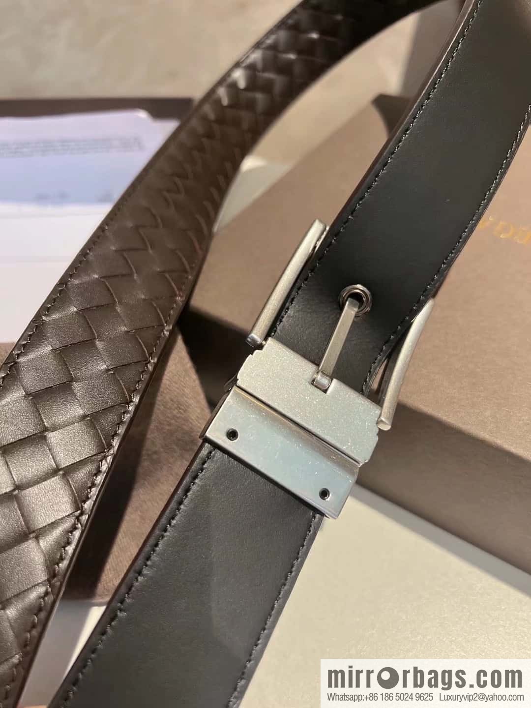 Bottega Veneta, hand-woven craft Seiko metal buckle 3.5cm men's belt