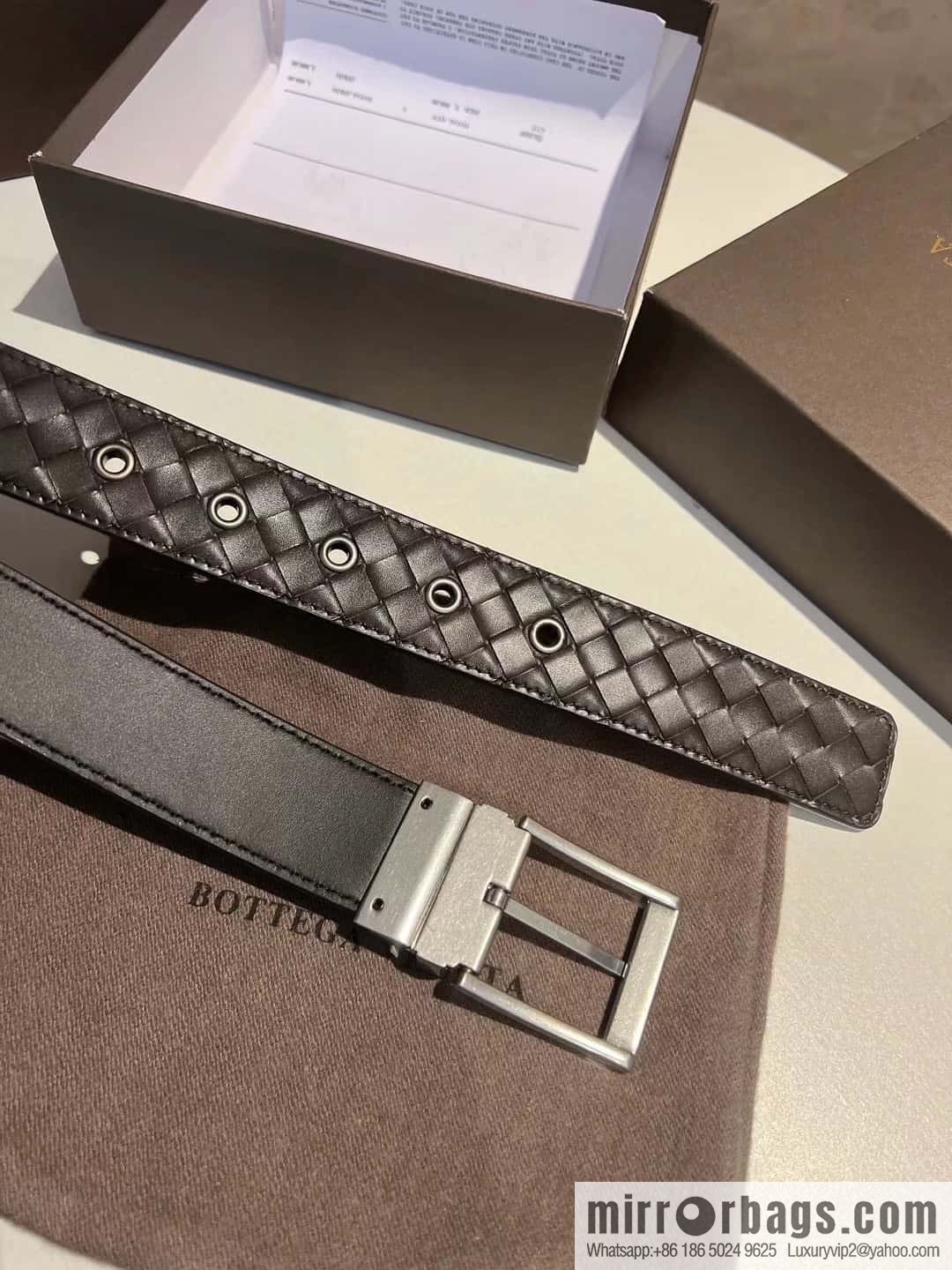 Bottega Veneta, hand-woven craft Seiko metal buckle 3.5cm men's belt