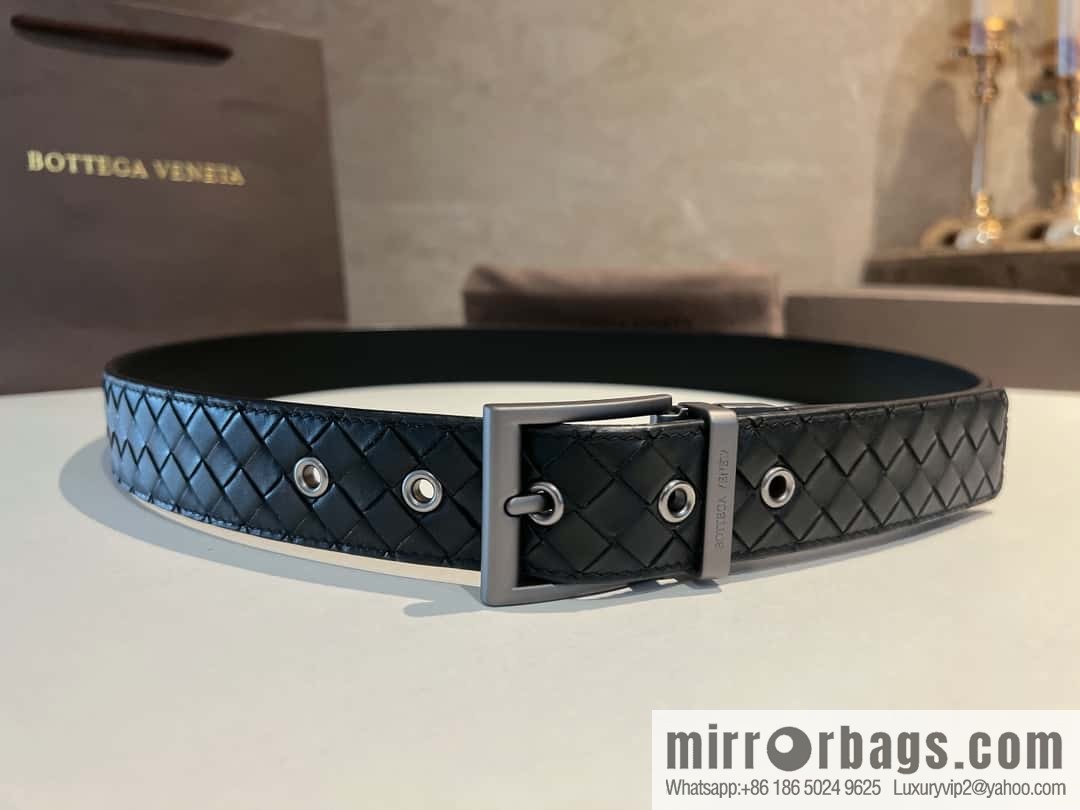Bottega Veneta, hand-woven craft Seiko metal buckle 3.5cm men's belt