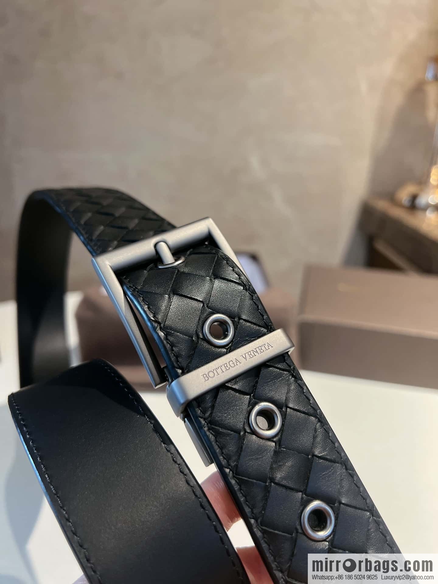 Bottega Veneta, hand-woven craft Seiko metal buckle 3.5cm men's belt