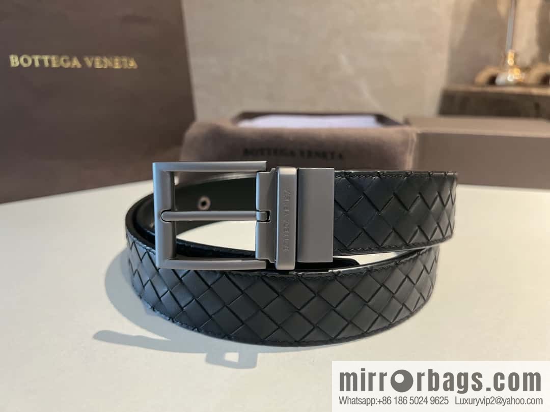 Bottega Veneta, hand-woven craft Seiko metal buckle 3.5cm men's belt