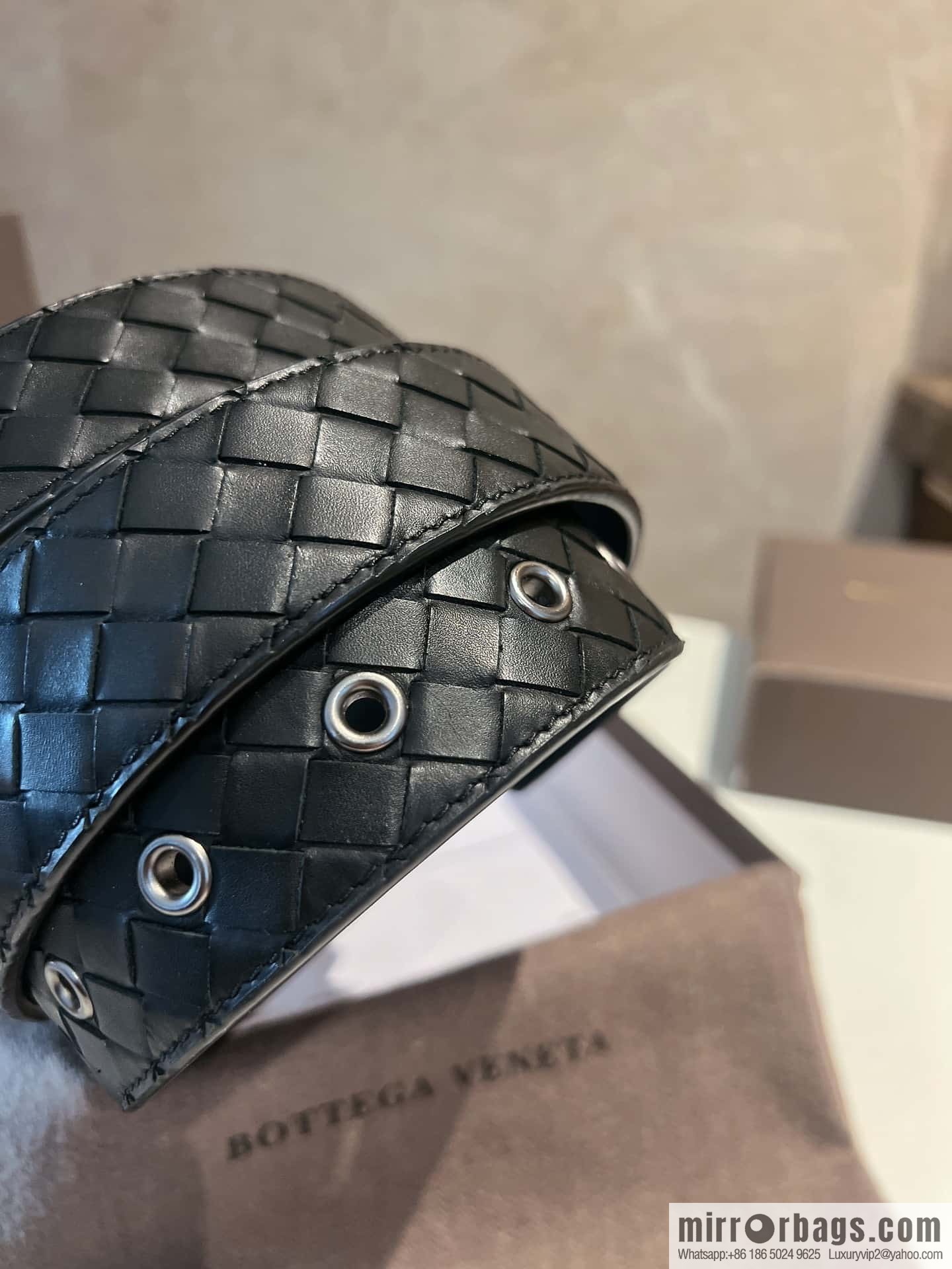 Bottega Veneta, hand-woven craft Seiko metal buckle 3.5cm men's belt