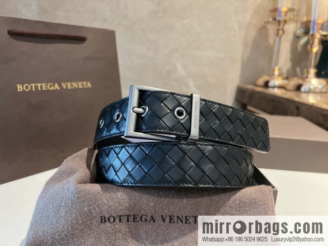Bottega Veneta, hand-woven craft Seiko metal buckle 3.5cm men's belt