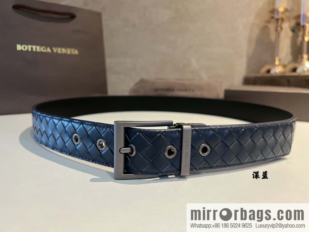 Bottega Veneta, hand-woven craft Seiko metal buckle 3.5cm men's belt