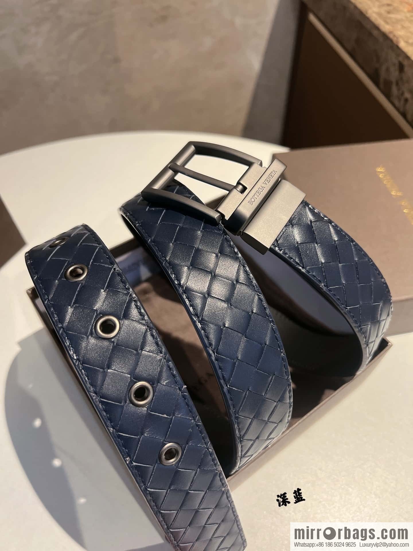 Bottega Veneta, hand-woven craft Seiko metal buckle 3.5cm men's belt