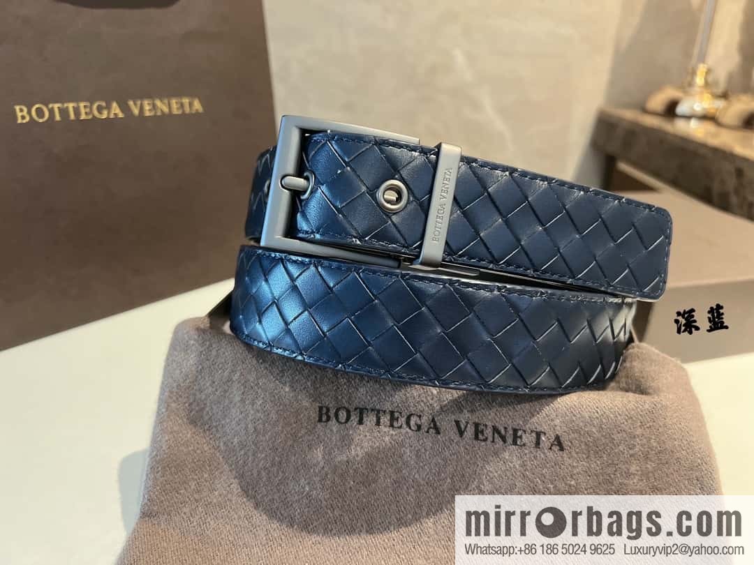 Bottega Veneta, hand-woven craft Seiko metal buckle 3.5cm men's belt