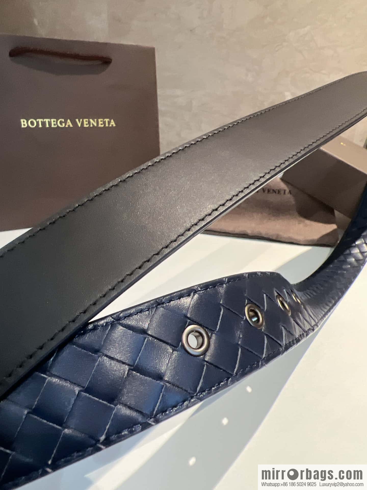 Bottega Veneta, hand-woven craft Seiko metal buckle 3.5cm men's belt
