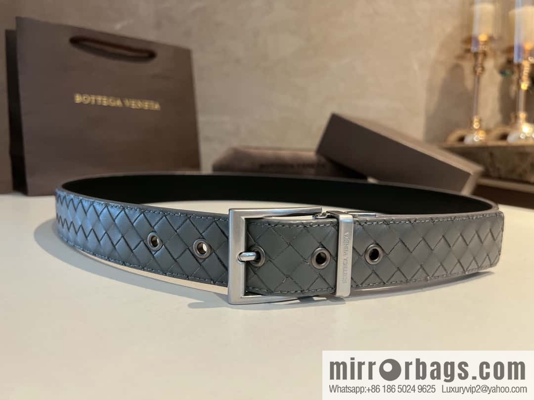 Bottega Veneta, hand-woven craft Seiko metal buckle 3.5cm men's belt